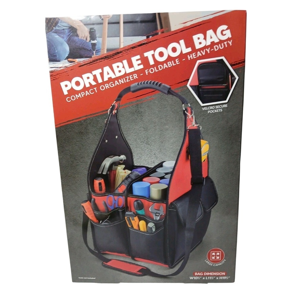 Portable Tool Bag organizer foldable heavy duty 10.5"x11.5"19.5"new in box #1439